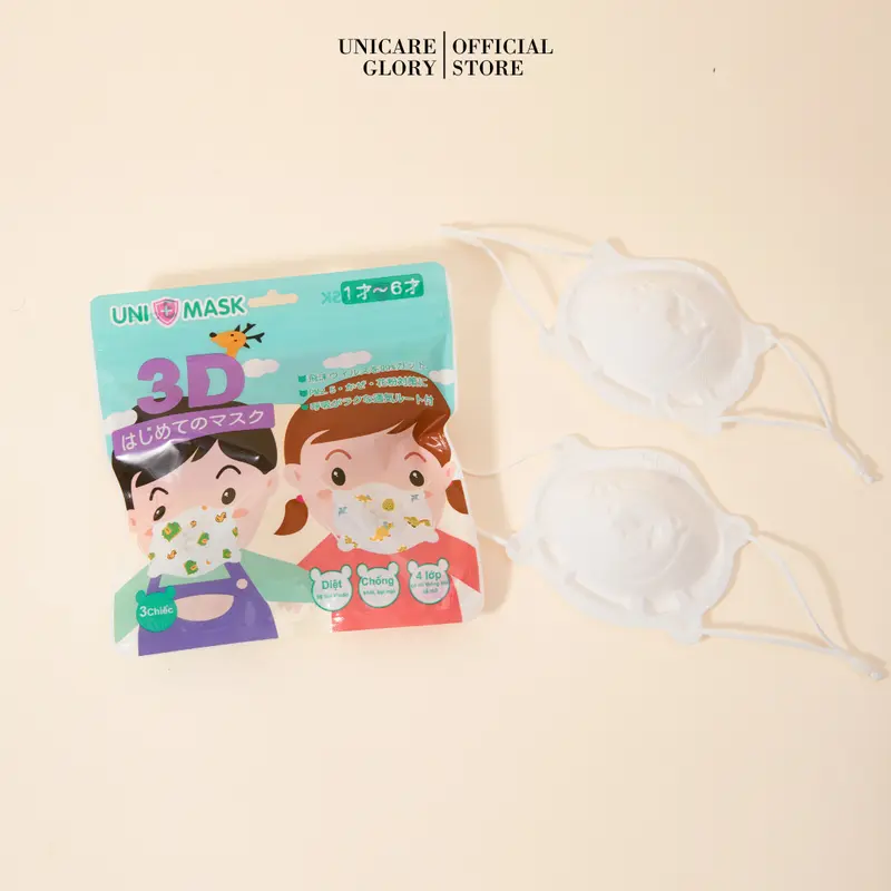 UNICARE Khẩu Trang Gấu 3D Kháng Khuẩn Cho Bé, Khẩu Trang chống Bụi Mịn Và Kháng Khuẩn Cho Bé 6 tháng -3 Tuổi, Quai Đeo Điều Chỉnh 1