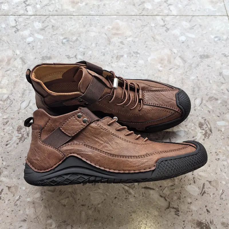 Prelesty Fashion Klasik Sepatu Boots Pria Tinggi Kulit Asli