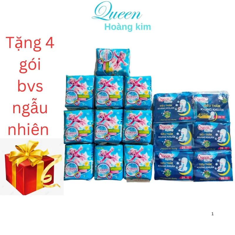 Combo 10 Gói Ban Ngày + 6 Gói Ban Đêm Băng Vệ Sinh karios Hoàng Kim Siêu Tiện Lợi Gói Ban Ngày Miếng Băng Kích Thước 24 Cm Ban Đêm Kích Thước 29 Cm Chất liệu Lưới mềm Nữ Women Tampon băng  vệ veermoon   bang vesinh bvs 0