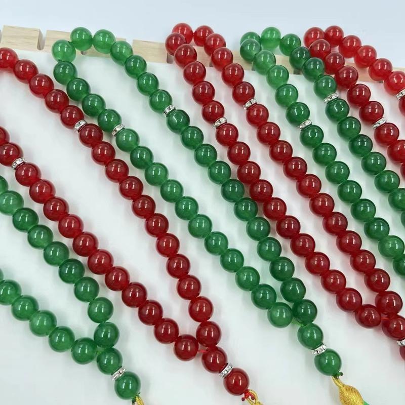Product Introduction of 2025 New Fashionable Versatile Style33 Pieces 12mm Crystal Large Beads Golden Tassel Muslim Prayer Beads Tasbih 0