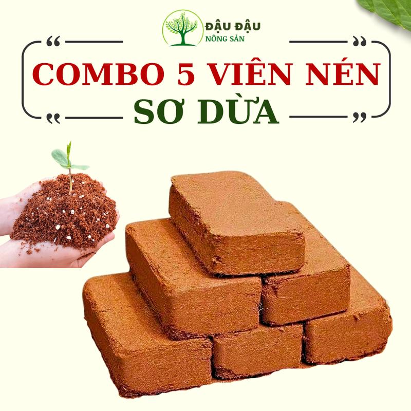 Combo 5 Viên nén Xơ Dừa hữu cơ đã qua xử lý, viên nén sơ dừa mùn dừa trồng cây