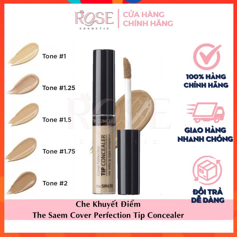 Kem che khuyết điểm THE SAEM [CHÍNH HÃNG] Cover Perfection Tip Concealer Spf28 PA++ CKĐ quốc dân Độ phủ cao