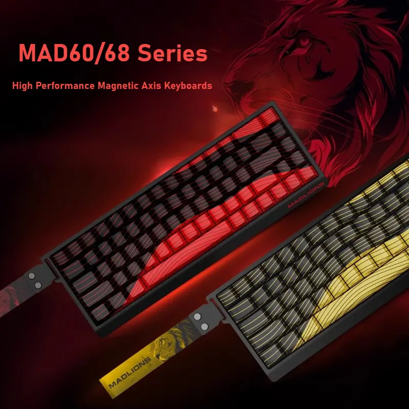 Bàn phím chơi game có dây trục từ tính, MADLIONS MAD60 / 68 HE, 61 / 68 phím, thời gian đáp ứng thấp, hoán đổi nóng cho tất cả các phím, thích hợp cho chơi game 1