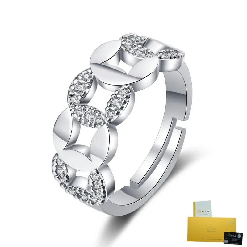 Nhẫn Dệt Tám Chữ, Nhẫn Trắng Cổ Điển, Đồ Trang Trí Moissanite Cao Cấp, Thời Trang, Có Giấy Chứng Nhận Gra
