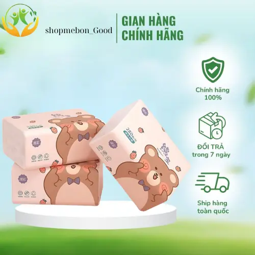 Gói giấy rút để bàn, giấy ăn Gấu nâu XPX280 Manhua nhỏ gọn, tiện lợi