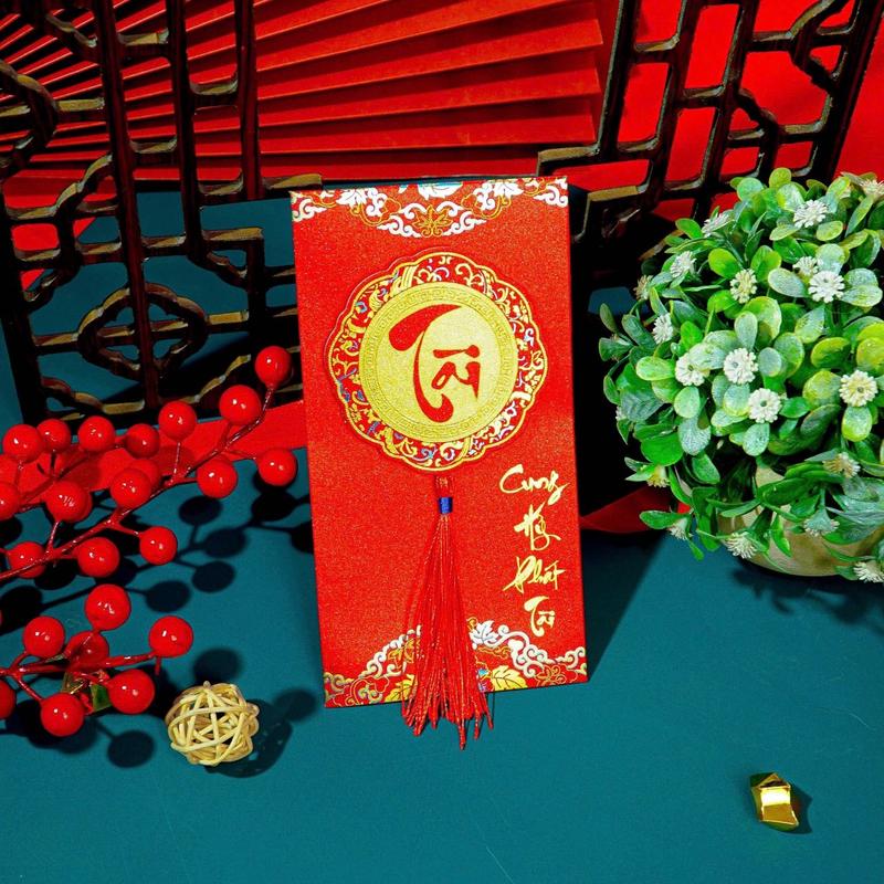 Product Introduction of [ 1 phong bao lì xì tết ] BAO LÌ XÌ ÁNH NHŨ KIM TUYẾN, câu chúc cát tường, mẫu mã sang trọng 26