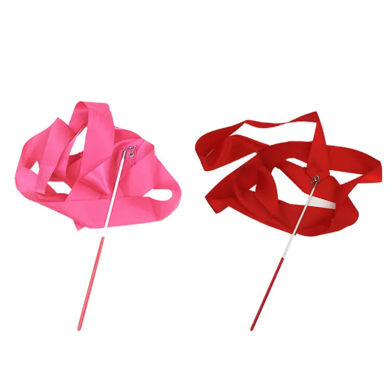 Ribbon stick 2m pita senam ritmik dengan Tongkat twirling Tongkat Tari Sutra Pita Balet Senam Ritmik 4