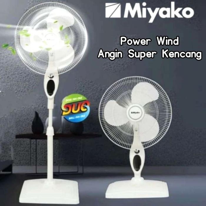 Gambar Miyako KAS-16 KPW Power Wind 16 Inch – Stand Fan & Desk Fan DUO Function, Crystal Blade, Angin Super Kuat 12.6 Meter, Motor Tembaga 100%, 3 Speed, Piano Button, Thermofuse, SNI & SHE Hemat Energi dari Ratu dapur_NEW Kota Bekasi Tokopedia