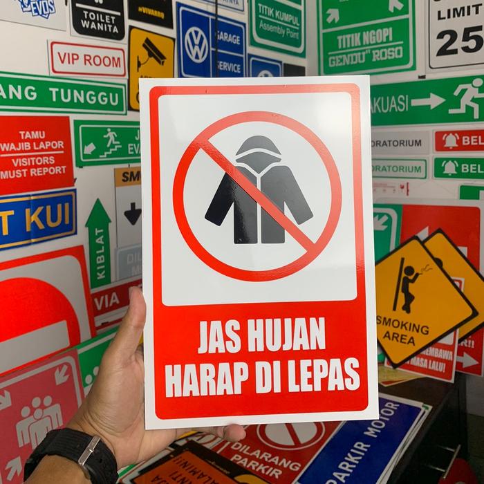 Promo SIGN JAS HUJAN HARAP DILEPAS 20x30cm TANDA RAMBU ARAH PETUNJUK ...
