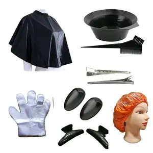 Paket Alat Cat Rambut Mudah Digunakan dengan Kuas, Mangkok, Kip, Sarung Tangan, Shower Cape, Jepit Gigi, dan Bebek Stainless. free shampoo