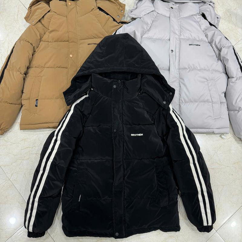 Áo Phao Nam Nữ (Mũ có thể tháo rời) G5 BROT VẢI Nhung Tăm Logo In có Kẻ Tay (mẫu mới) 2024