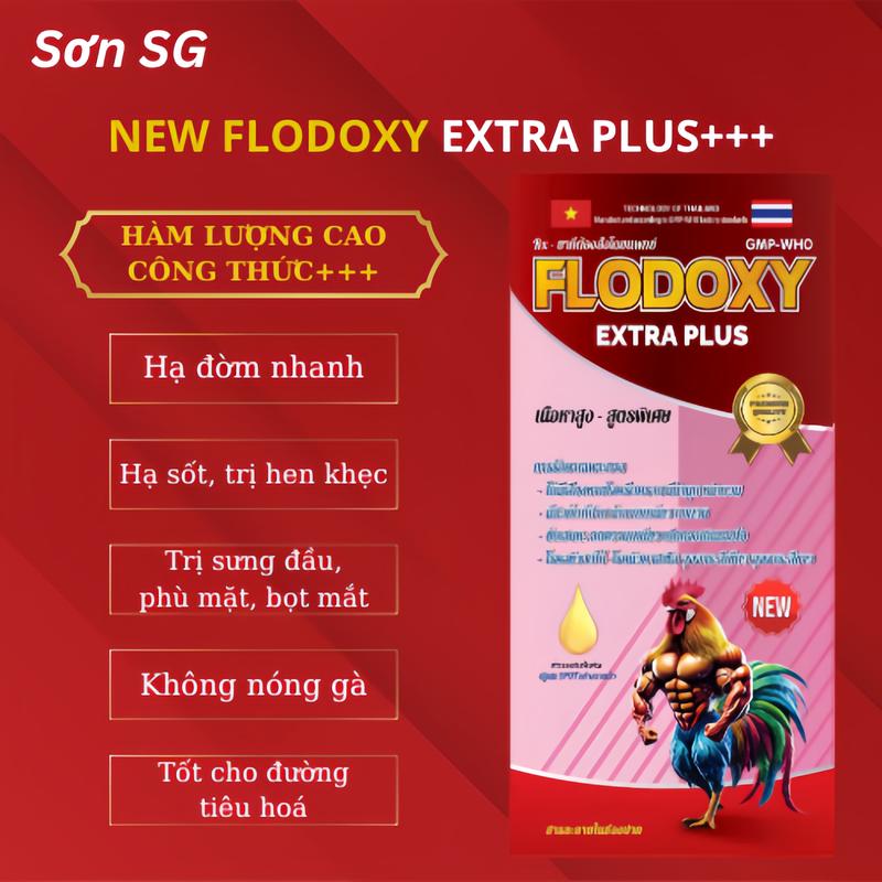 New FLODOXY EXTRA PLUS hàm lượng cao. Trị hen khẹc, khò khè, có đờm, sưng đầu, phù mặt, viêm mắt có bọt, chảy nước mắt mũi, tốt cho đường tiêu hoá gà. chai 10ml 2