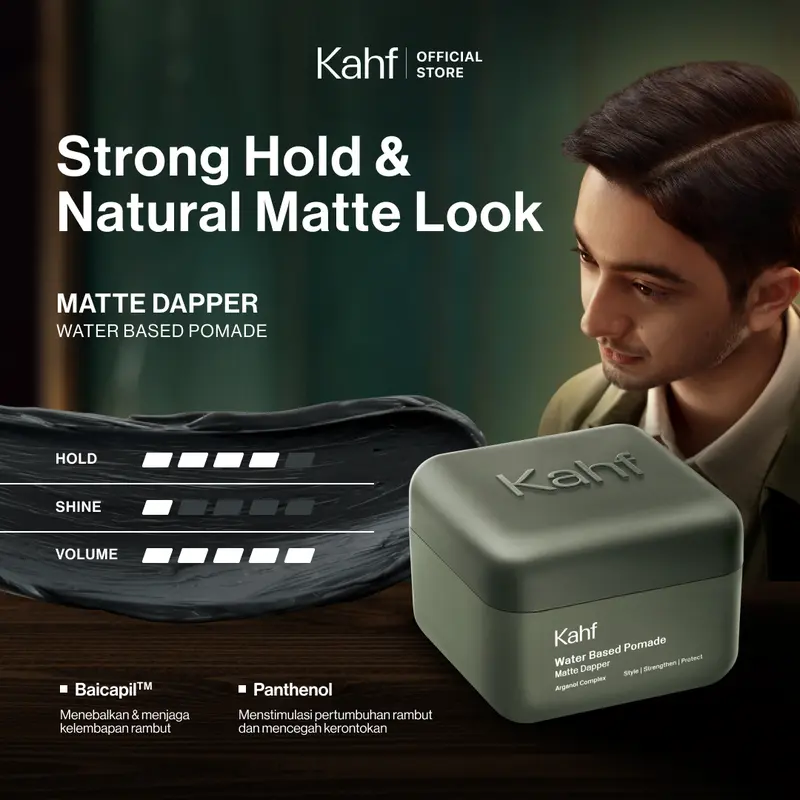 Kahf Water-based Pomade Matte Dapper 70 g - Pomade Rambut Pria - Approved by Barber and Suitable for Daily Use 1