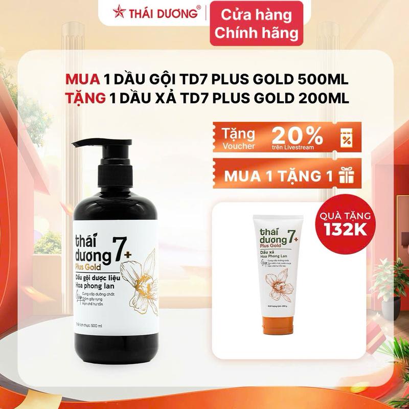 [Sale tháng 3] Mua 01 Dầu gội Thái Dương 7 Plus Gold (500ml) TẶNG 01 Dầu Xả Thái Dương 7 Plus (chai 200ml)