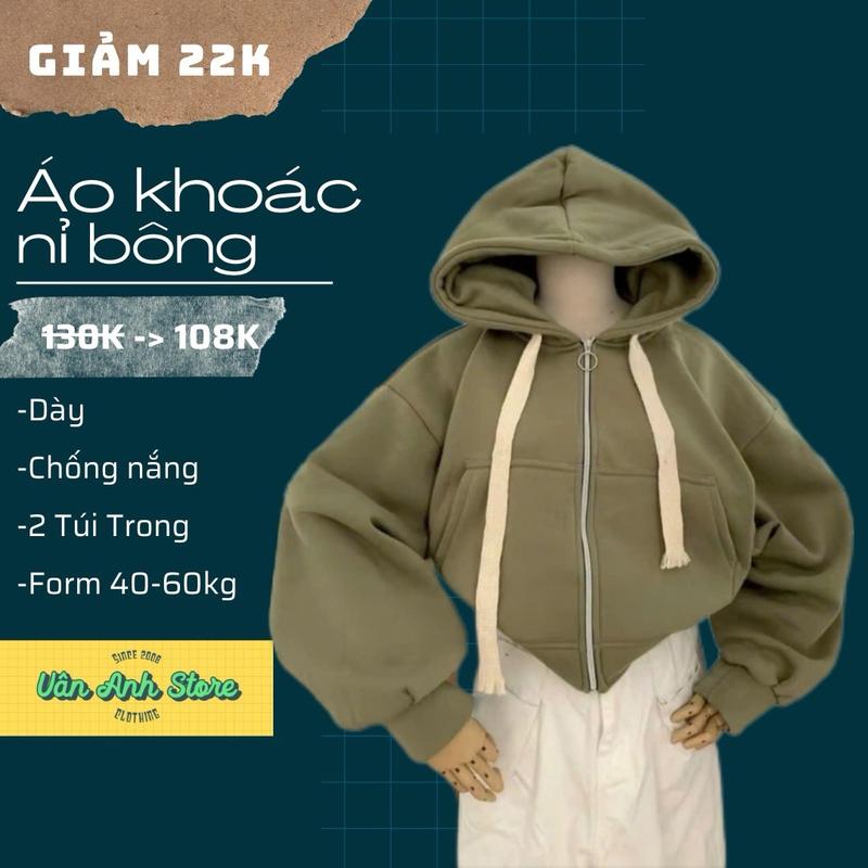 Áo Khoác Nỉ Dày Dặn Form Lửng Rộng Nữ Áo Nỉ 4 túi đơn giản vải nỉ dệt form ngắn 40-65kg mặc đẹp áo khoác trơn hàng mới về đen khoá đính 3 hoa áo hoodie & áo len