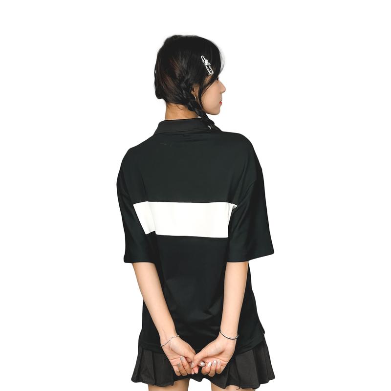 Áo polo  Ngắn Tay  phối sọc họa tiết gấu dâu Tay Ngắn (PL14) Menswear Top Có Cổ Áo Thun 2