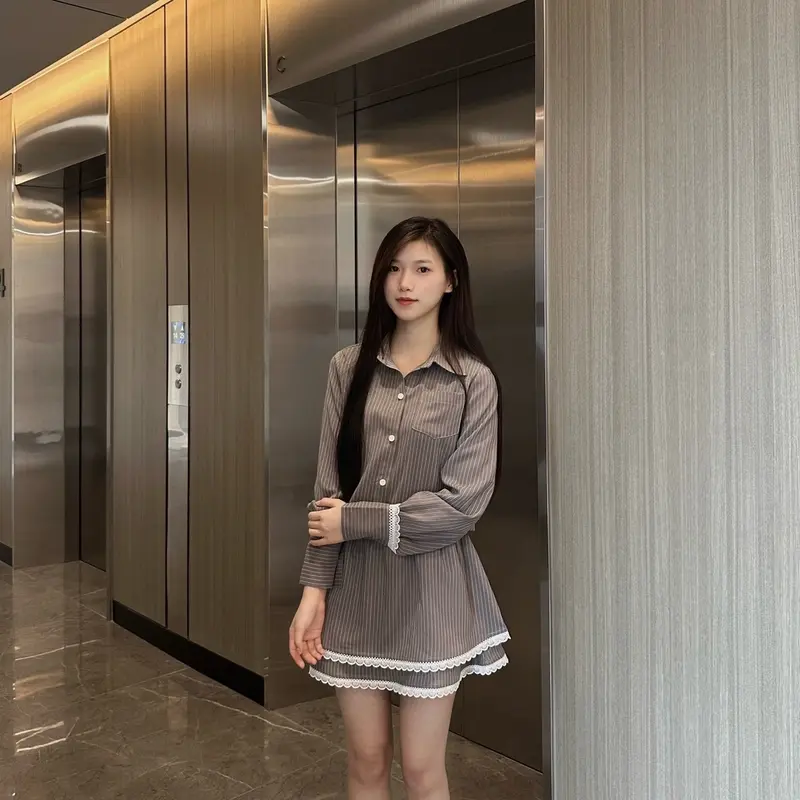 Đồ đôi nam nữ sơ mi dài tay váy nữ liền chân váy có quần bảo hộ thiết kế sang trọng lịch sự phù hợp cho cặp đôi Set couple người yêu hot trend mới 2024(có lẻ) 1