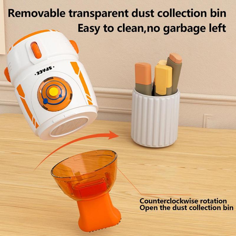 Product Introduction of Portable Desktop Dust Cleaner Cartoon Rocket Vacuum Cleaner Strong Suction Desktop Cleaning Tool For Removing Pet Hair Daily 8