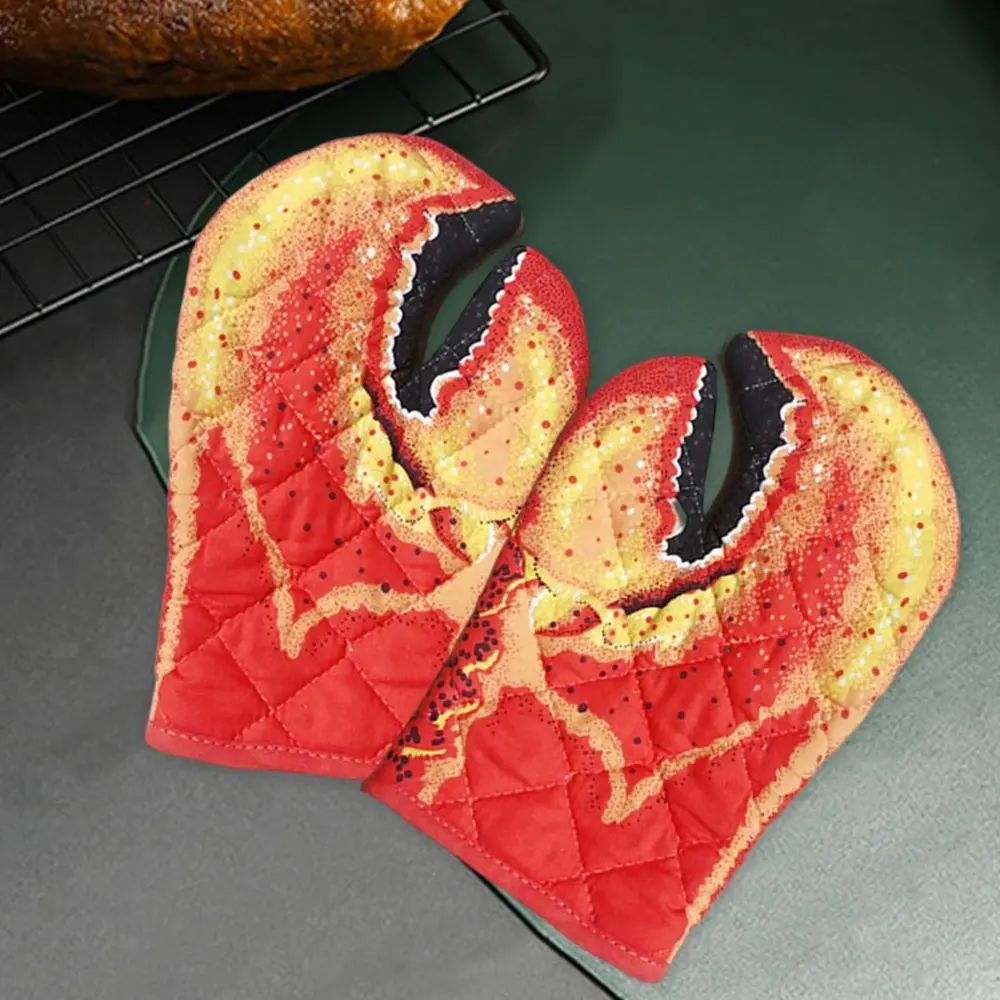Kitchen Accessories Thickening Crab Shape Oven Gloves Cotton Versatile Oven Mitt Durable Non-Slip Heatproof Mitten Cooking