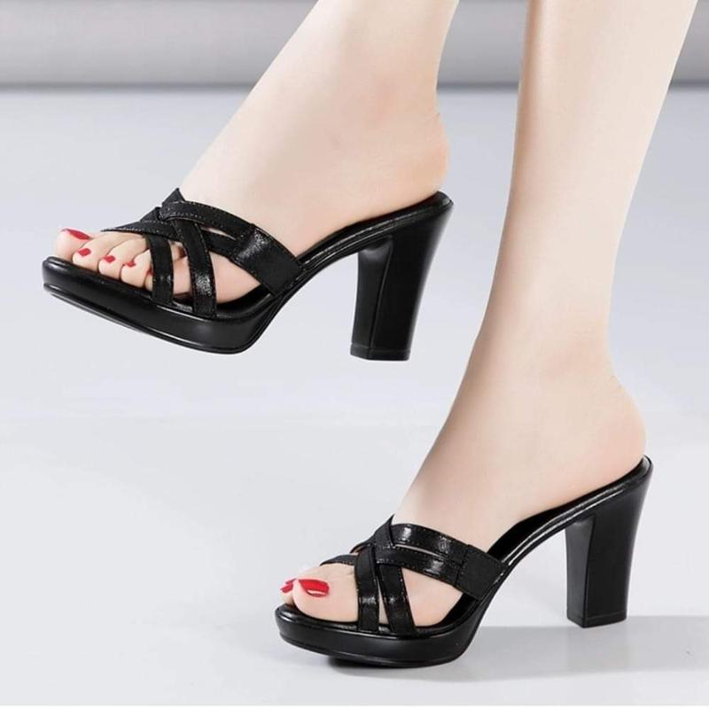 Dép nữ cao gót ĐẸP mẫu hai quai đan gót vuông 3 phân, 5 phân, 7 phân và 8 phân chắc chắn, Thời Trang hè KH-08 DéP Shoes GiàY Nhung Jean