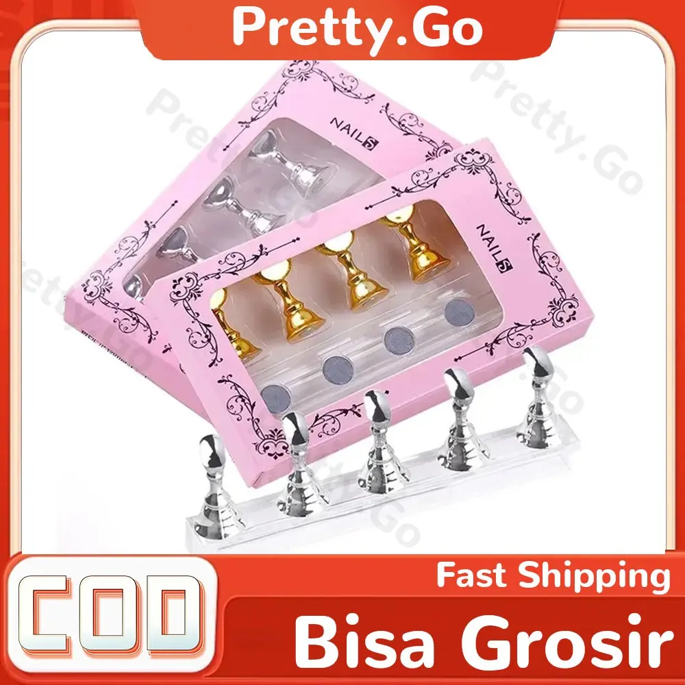 1 Set Nail Display Stand Holder Kuku Palsu Magnetik Untuk Latihan Nail Art Tangan Perawatan Gunting