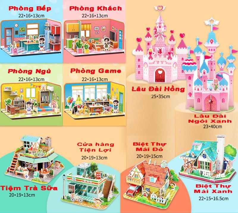 Chọn lẻ từng mẫu Bộ tranh ghép 3D mô hình ngôi nhà bằng giấy xốp giúp bé phát triển tư duy sáng tạo tính kiên trì đồ chơi