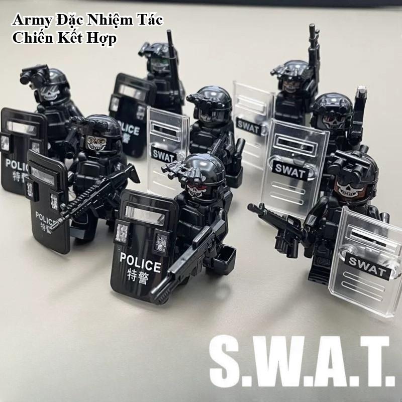  Đồ chơi vũ trang SWAT Bộ kết hợp 8 ký tự Đội mô hình mini Quân đội ma tinh hoa Đồ chơi kết hợp hoạt động đặc biệt Thích hợp cho bé trai 6-12 tuổi Tuyệt vời như một món quà 