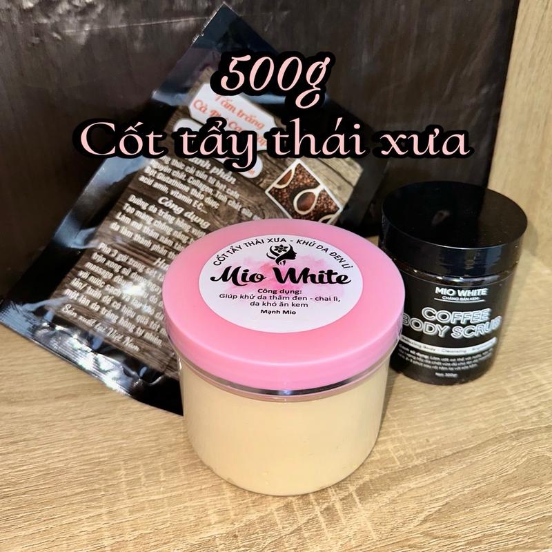  500G KEM CỐT TẨY THÁI XƯA  KHÔNG BNL  giúp khử da thâm-da vàng- da lì trắng da.  Tặng kèm 1 tắm trắng + tẩy da chết cafe 300g  