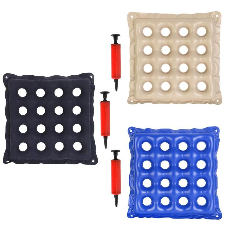 Inflatable Chair Pad 16 Hole Anti-Decubitus Washable Breathable with Inflatable Pump PVC Good Air Tightness Relax for Household Car Adult 1