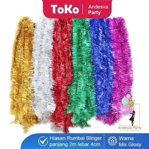 Slinger tinsel hiasan Rumbai / slinger polos warna 2 m / slinger rumbai hiasan kado parcel dekorasi