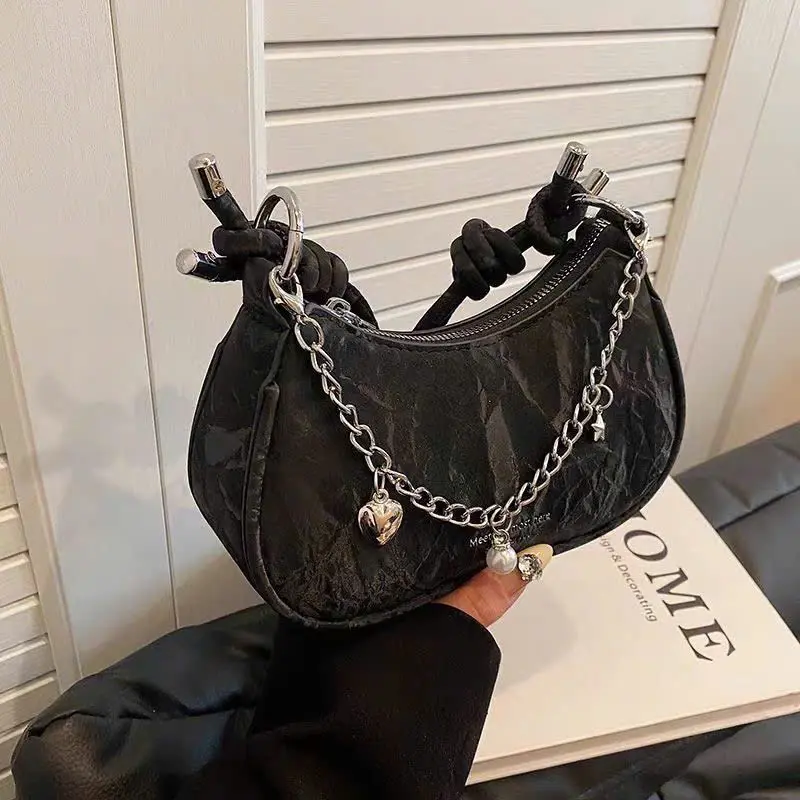 📣Free Ship📣  Túi kẹp nách nữ da nhung cao cấp phối xích tim size 22 Samsora store- KN2703