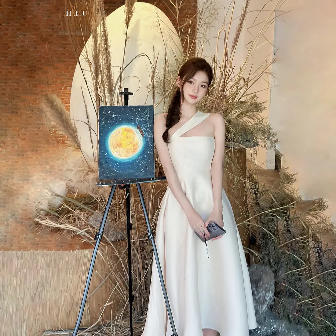 Váy nữ cup ngực dáng dài dự tiệc AMIS Nude Dress H.I.U Fashion , đầm dáng chữ A tiểu thư thanh lịch con gái HIU design