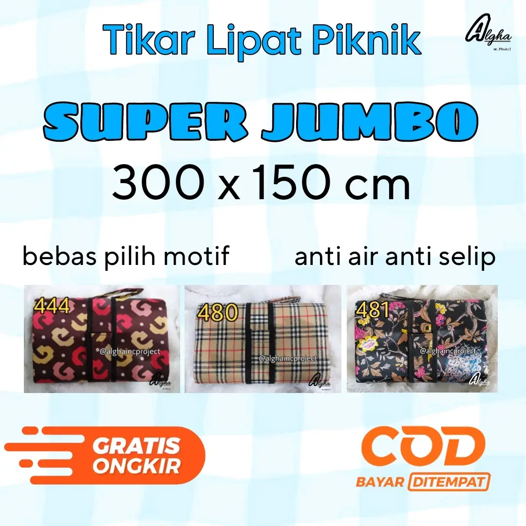 Tikar Lipat Microsatin Anti Air Ukuran 3 Meter - Cocok untuk Piknik dan Acara Keluarga - Karpet Foldable Multicoloured tikar piknik lipat