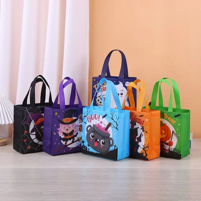Túi Túi Xách Không Dệt Halloween, Thiết Kế Ma Vui Nhộn, Túi Lừa Hoặc Điều Trị, Dung Lượng Lớn, Túi Quà Halloween, In Lâu Đài, Túi Bí Ngô, Thích Hợp Cho Trẻ Em 8