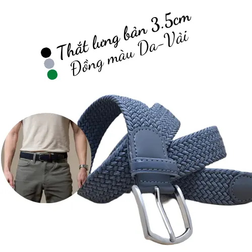 Thắt lưng vải dù co giãn đồng màu da bản 3,5cm dài 105cm SP0004 Voi Women
