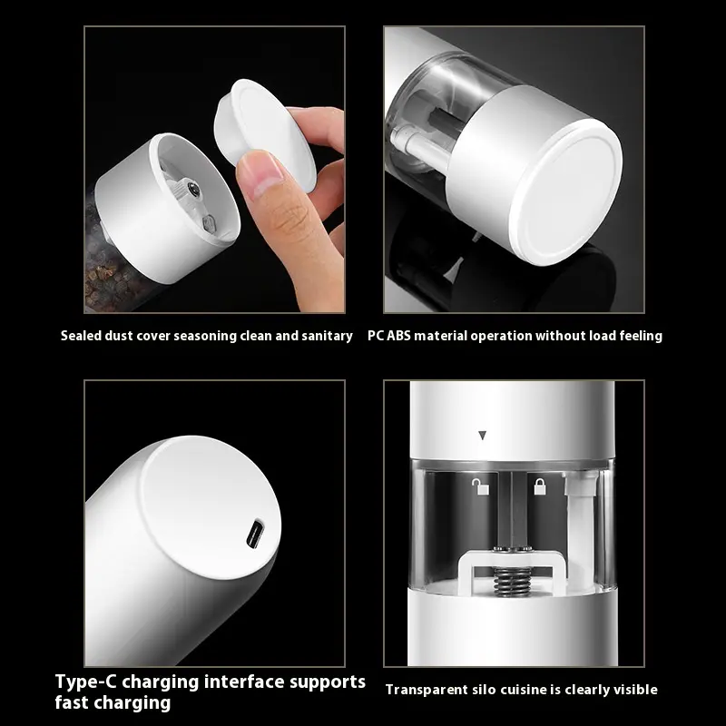Rechargeable  Kitchen Electric Pepper Mill Adjustable Thickness Stainless Steel  Seasoning   Utensils