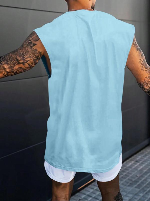 Men's Bull Head Print Round Neck Tank Top, Casual Fit Quick Drying Breathable Sleeveless Top for Gym Workout Running, Men's Clothes for Summer 6