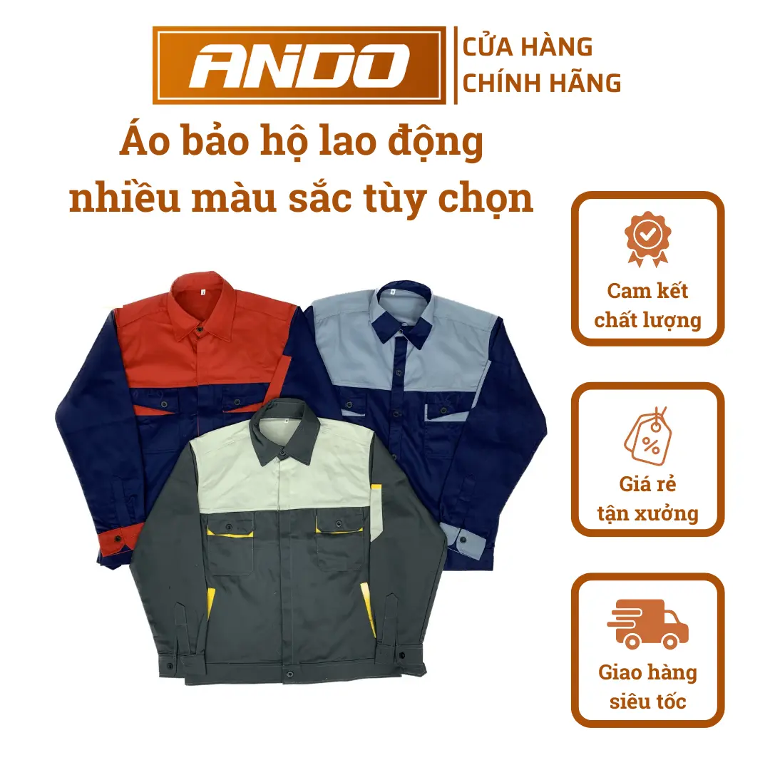 [ÁO LẺ] Áo bảo hộ lao động Ando, vải kaki 3.1, hàng đẹp may kỹ, nhiều màu tùy chọn, in đồng phục kỹ sư, công nhân, công trình Nam Menwear Workwear