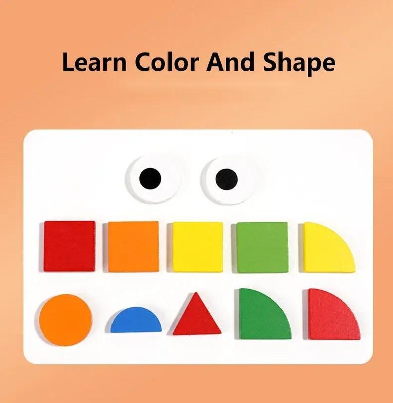 Product Introduction of 3d Montessori Geometry Jigsaw Tangram Mosaic Puzzle Sensory Game Early Education Shape Color Wooden Board Toy Gift For Kids 3