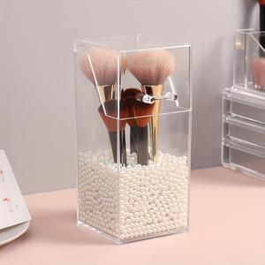 Portacepillos de maquillaje transparente sin accesorios, Organizador de escritorio para brochas de maquillaje, Caja para almacenar brochas de maquillaje, Caja para almacenar cosméticos, Organizador para el hogar