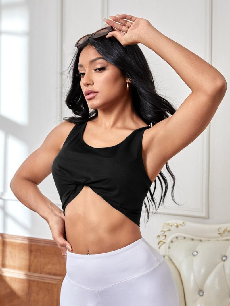 Product Introduction of Women's Solid Color Sports Tank Top, Quick Drying Breathable Sweat-absorbing Yoga Vest, Ladies Sportswear for Indoor Outdoor Wear 5