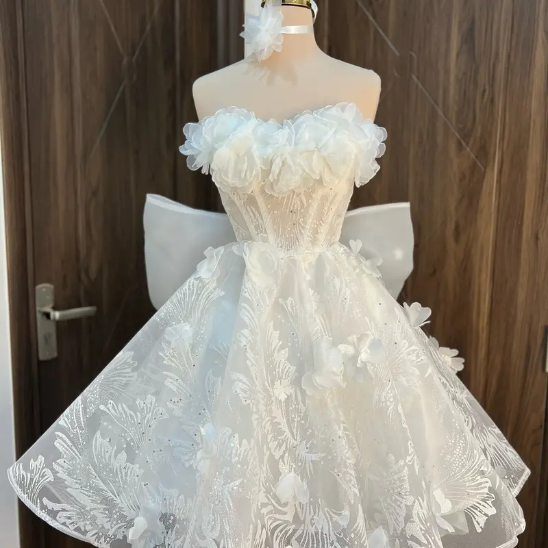Váy cưới ngắn gắn nơ rời cực đẹp 1