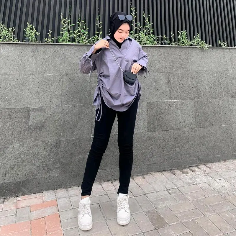 CELANA HIGHWAIST POLOS JEANS BAHAN MELAR