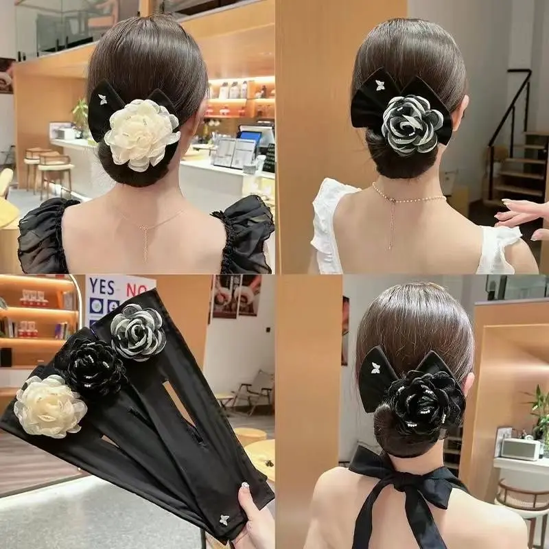 Hair Tie Hair Bun Big Flower Magic Twisting Clip Artifact on The Back of The Head Bow Headwear Lazy Ball Hair Accessories Flower Curler