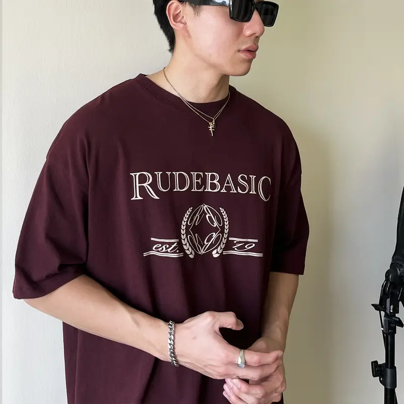 RUDEBASIC - Uni Burgundy Oversized Tee | Heavy weight | Tshirt Pria 1