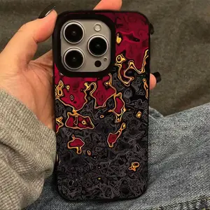 Motif riak lava cocok untuk iPhone 17 16 15 13 11 14 12 Pro Max X XS Max XR 7 8 Plus casing pelindung