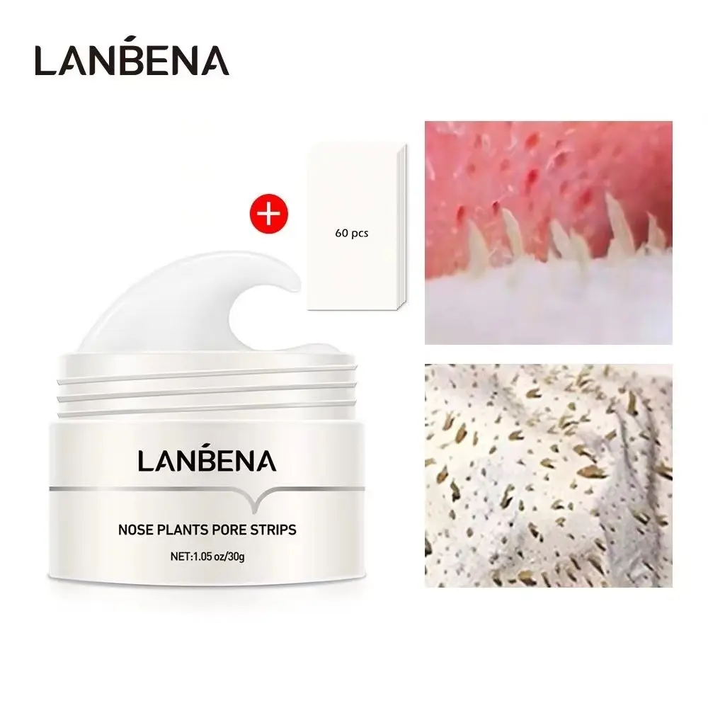 Lanbena Blue Beina Black Nose Mask with 60 Pieces of Paper Blackhead Removing Acne Skincare Comfort