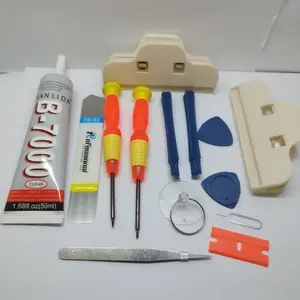 ( SEPAKET ) Obeng set Hp 8 IN 1 / 10 in 1 + Penekan LCD LEBAR  + LEM b7000 15 BENING / B7000 50 ML / T7000 15ml