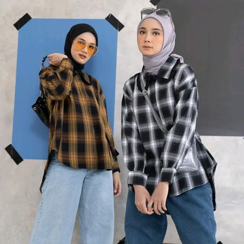 kemeja flanel Lengan psnjangwanita distro Quality 2