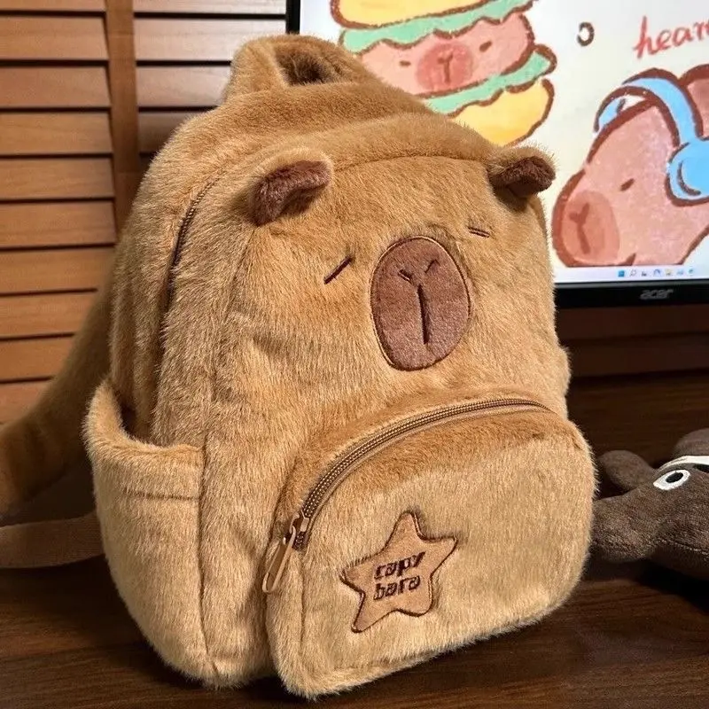 ￼Ba Lô Trẻ Em Sang Trọng Búp Bê Ba Lô Cô Gái Ba Lô Nhỏ Teen Dễ Thương Capybara 8